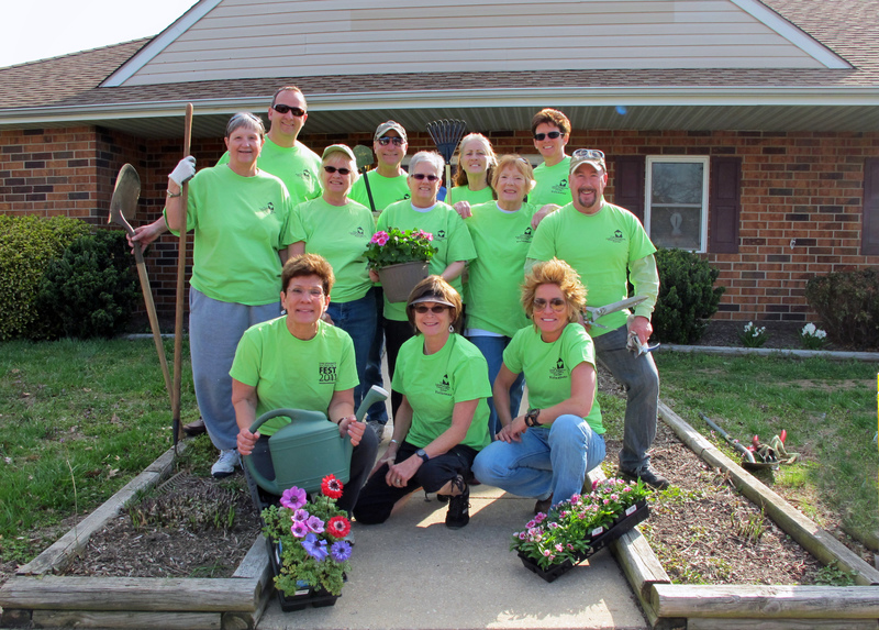 Volunteer on Vacation members teamed up with Burton Village neighbors to work on some spring gardening projects. Pictured in back (l-r) are VOV members Don Crowl, Bob Hoffer, Liz Romano and Cindy Hold; middle row, Pat Renninger, Sue Goudy, Anne Pikolas, Joie Rake, and Max Dick. In front are Leslie Sinclair, Gail Elliott and Lisa DeStefano. Not pictured: Traci Wilson and Kathy Lawson. SOURCE SUBMITTED